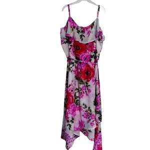 NEW Floral Matching Sharkbite Hem Dress